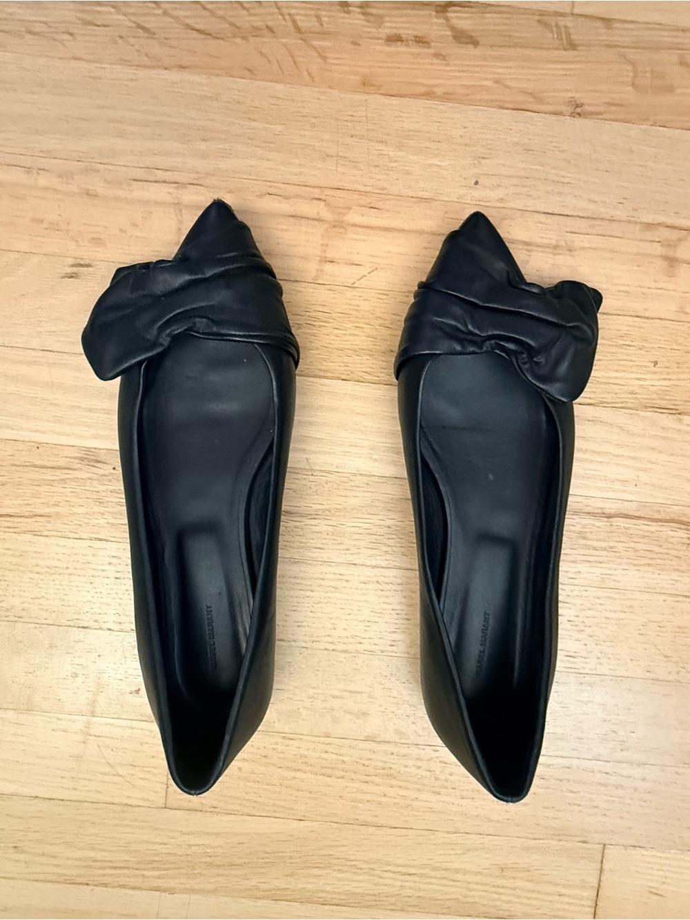 Isabel Marant Black Pointed Knot-Detail Ballet Flats